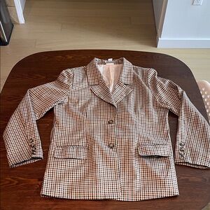 NEON ROSE Brown & Black Gingham Blazer